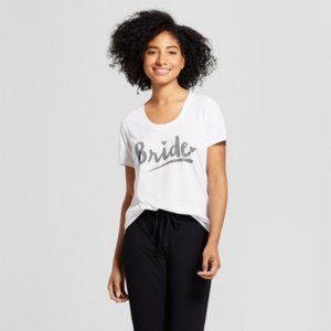 Love Cherish White Bride Top Graphic Tee Shirt Bridal Shower Short Sleeve PJs M